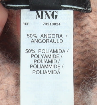 MNG Women's Pink Roll Neck Angora Blend Jumper Size 12