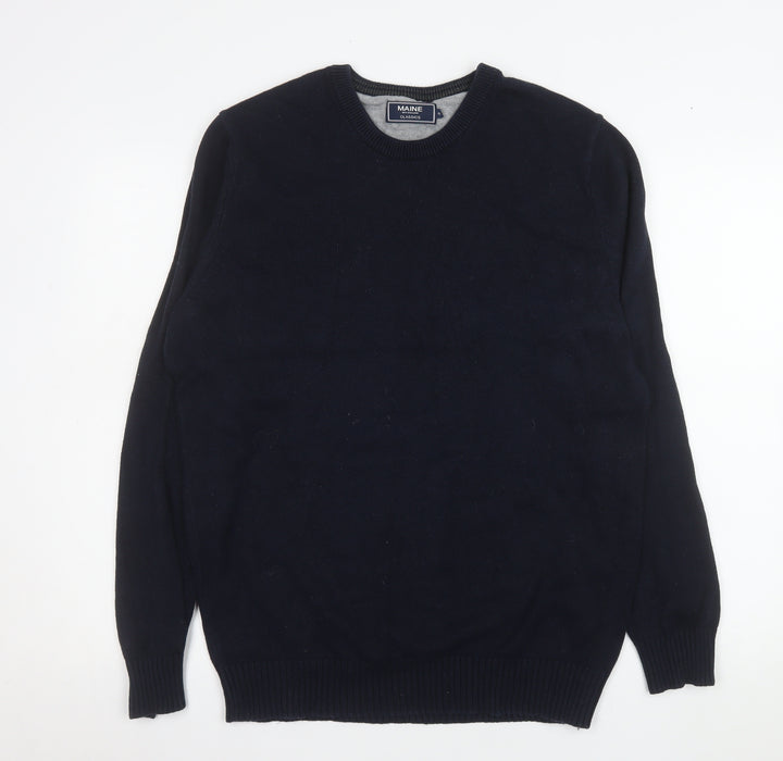 Maine New England Men's Blue Cotton Crew Neck Pullover Jumper M