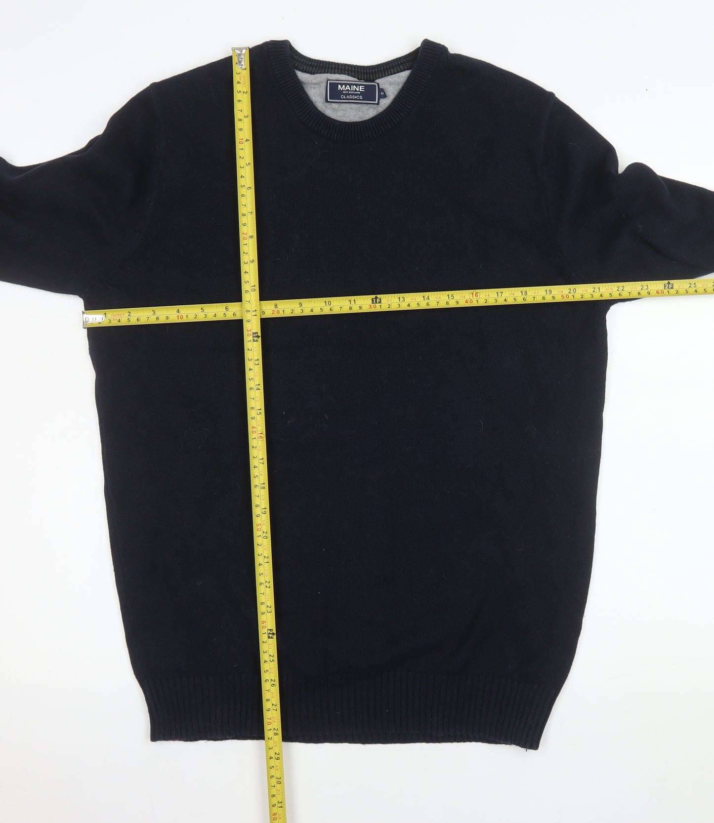 Maine New England Men's Blue Cotton Crew Neck Pullover Jumper M