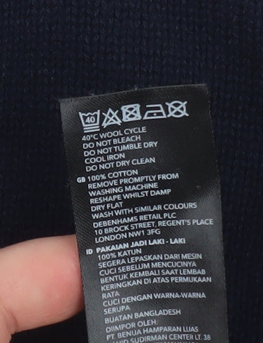 Maine New England Men's Blue Cotton Crew Neck Pullover Jumper M