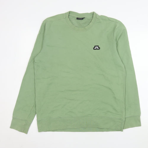 J.Lindeberg Men's Green Cotton Crew Neck Pullover Sweatshirt M