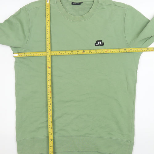 J.Lindeberg Men's Green Cotton Crew Neck Pullover Sweatshirt M