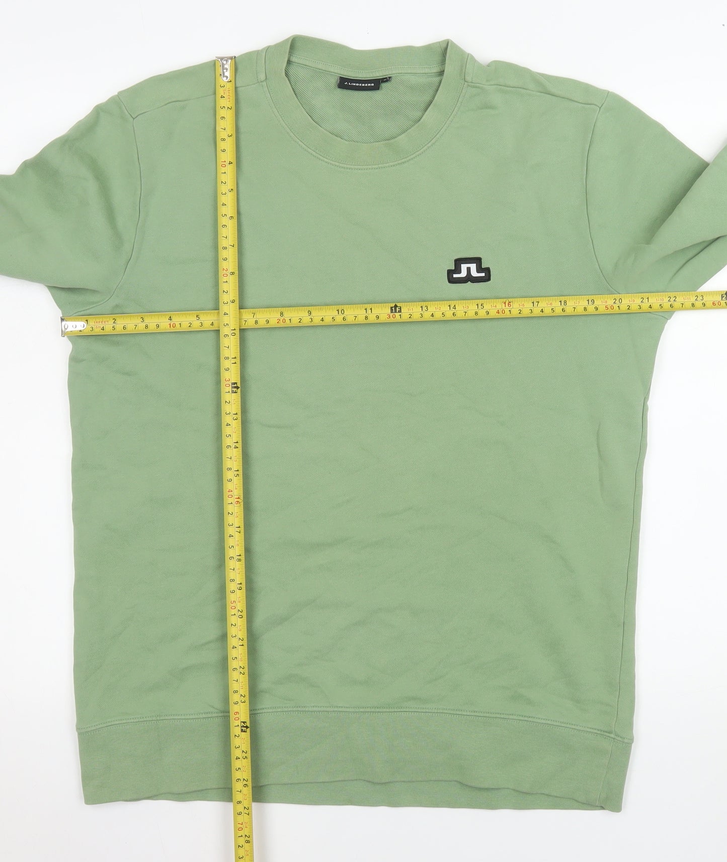 J.Lindeberg Men's Green Cotton Crew Neck Pullover Sweatshirt M
