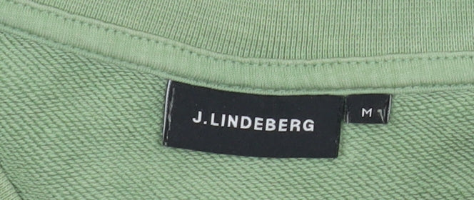 J.Lindeberg Men's Green Cotton Crew Neck Pullover Sweatshirt M