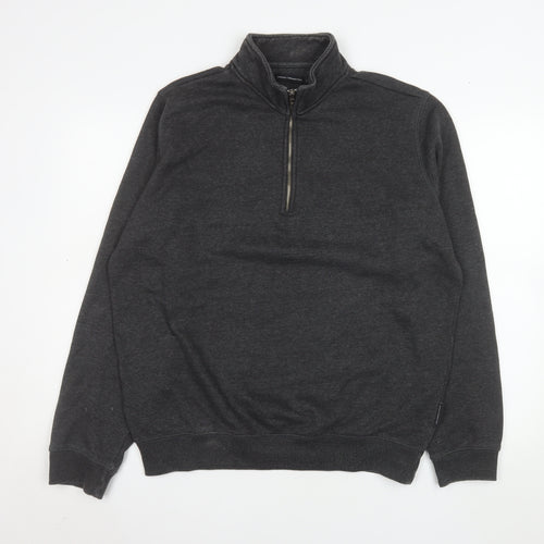French Connection Men's Grey 1/2 Zip High Neck Sweatshirt Size L