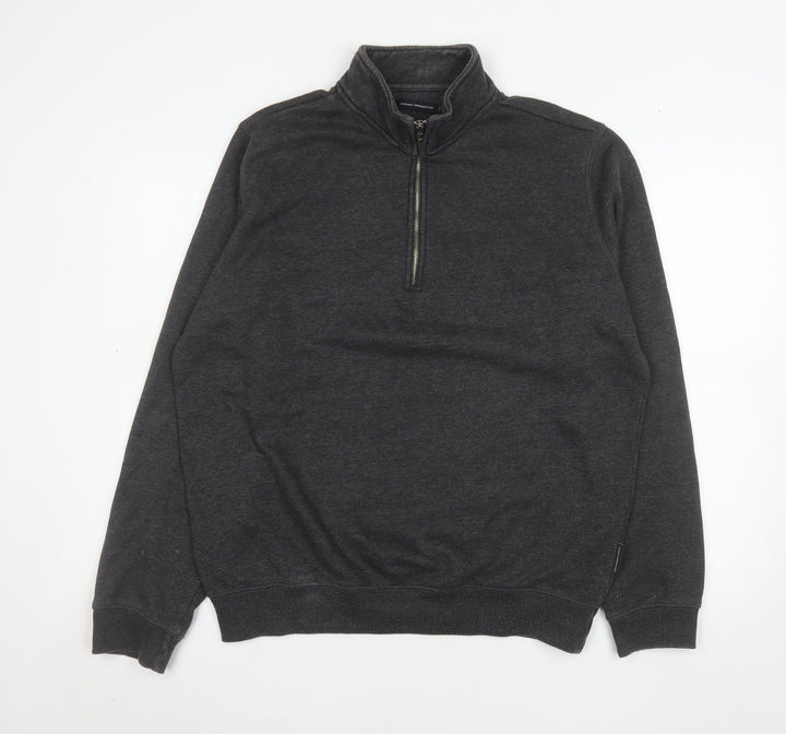 French Connection Men's Grey 1/2 Zip High Neck Sweatshirt Size L