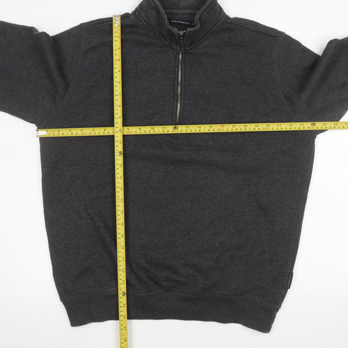 French Connection Men's Grey 1/2 Zip High Neck Sweatshirt Size L