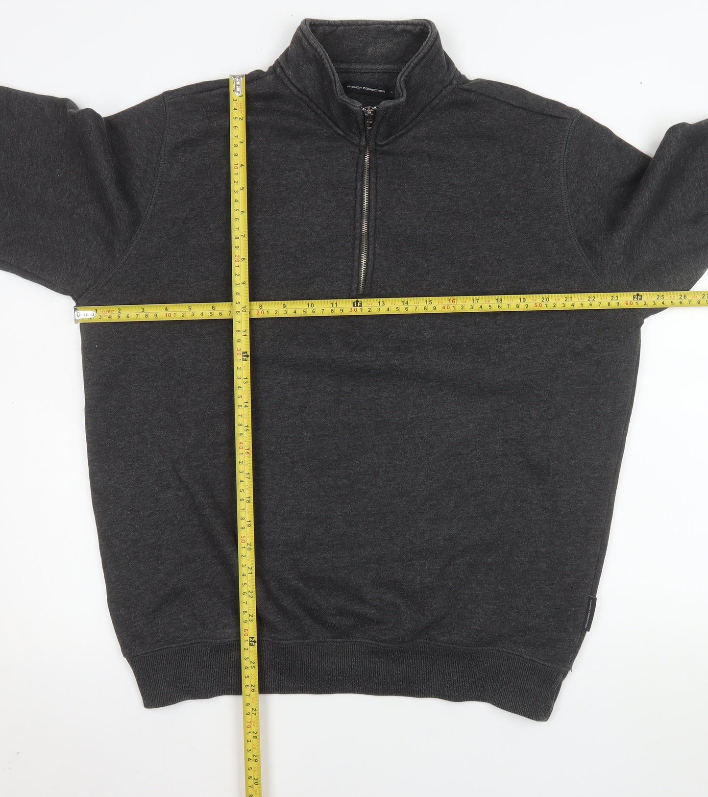 French Connection Men's Grey 1/2 Zip High Neck Sweatshirt Size L