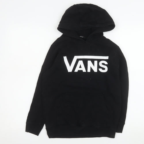 Vans Boys Black Pullover Hoodie Medium Graphic Print Fleece Skate Sweatshirt