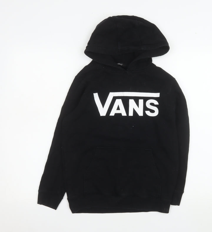 Vans Boys Black Pullover Hoodie Medium Graphic Print Fleece Skate Sweatshirt