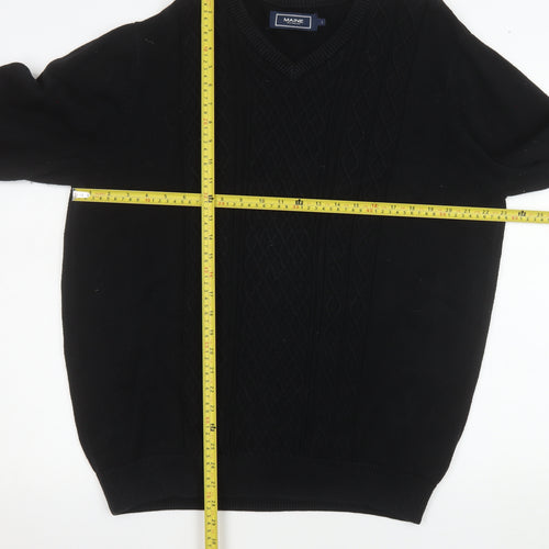 Maine New England Men’s Black Cotton V-Neck Pullover Sweater Size L