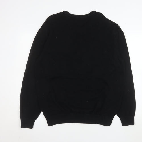 Maine New England Men’s Black Cotton V-Neck Pullover Sweater Size L