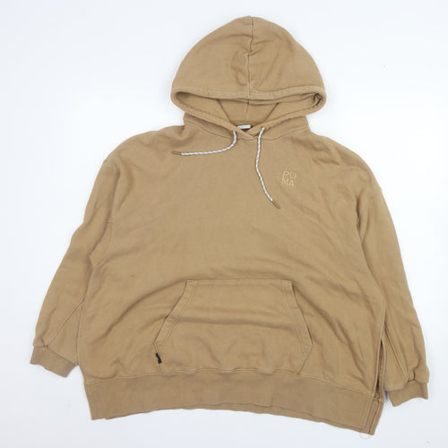 Puma Womens Beige Pullover Hoodie Small Cotton Blend Casual