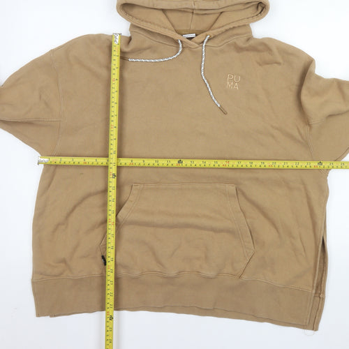 Puma Womens Beige Pullover Hoodie Small Cotton Blend Casual