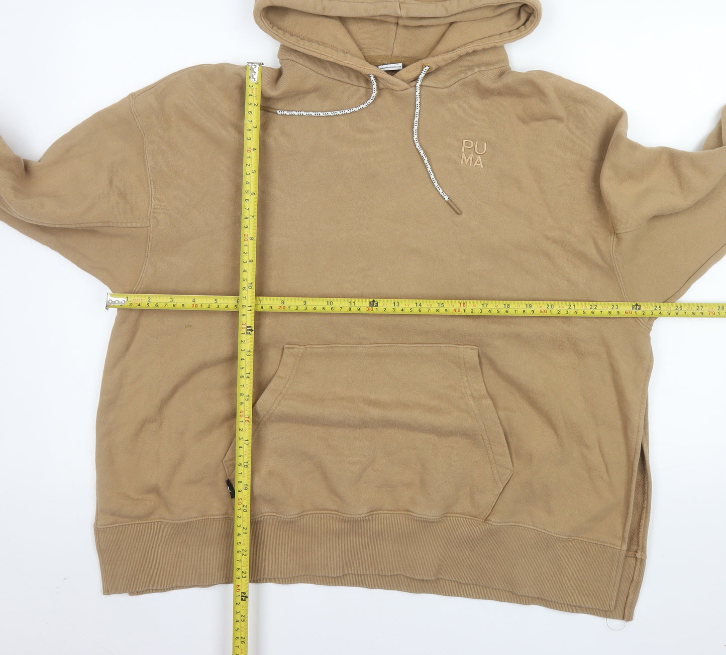 Puma Womens Beige Pullover Hoodie Small Cotton Blend Casual