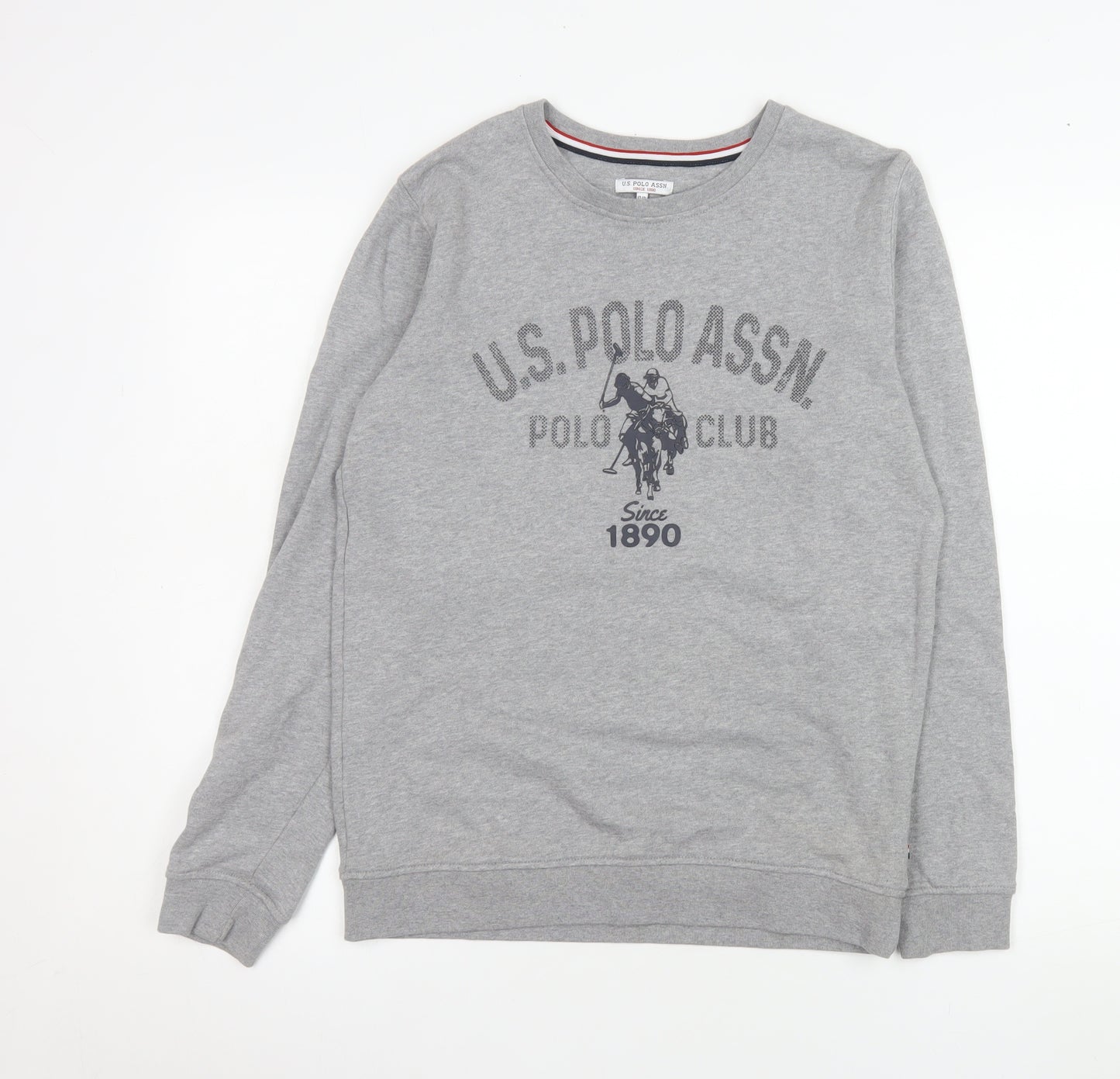 U.S. Polo Assn. Boys Grey Pullover Sweatshirt 12-13 Years Crew Neck Logo Print