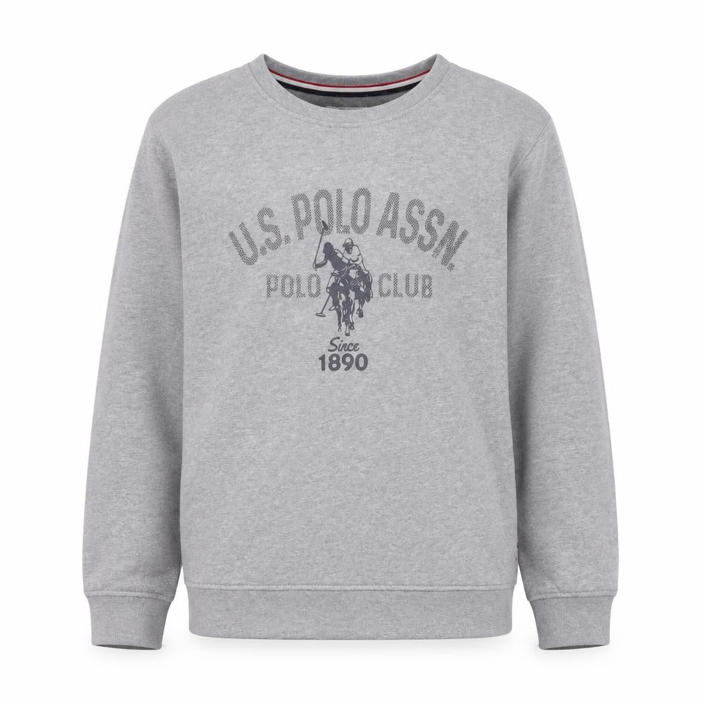 U.S. Polo Assn. Boys Grey Pullover Sweatshirt 12-13 Years Crew Neck Logo Print
