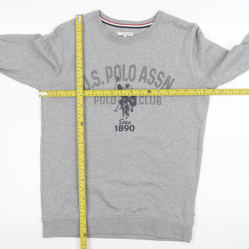 U.S. Polo Assn. Boys Grey Pullover Sweatshirt 12-13 Years Crew Neck Logo Print