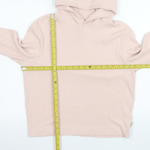 Firetrap Girls Pink Ribbed Pullover Hoodie Size 13 Years Viscose Blend