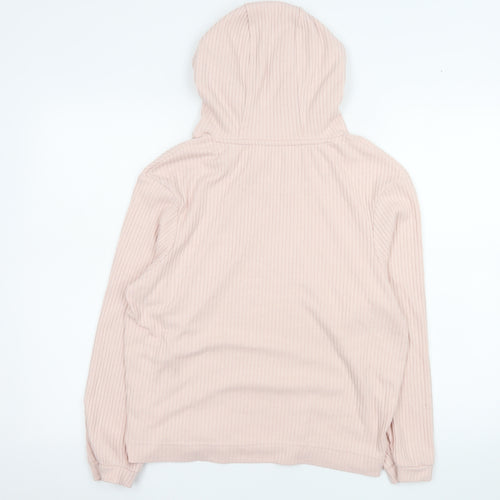Firetrap Girls Pink Ribbed Pullover Hoodie Size 13 Years Viscose Blend