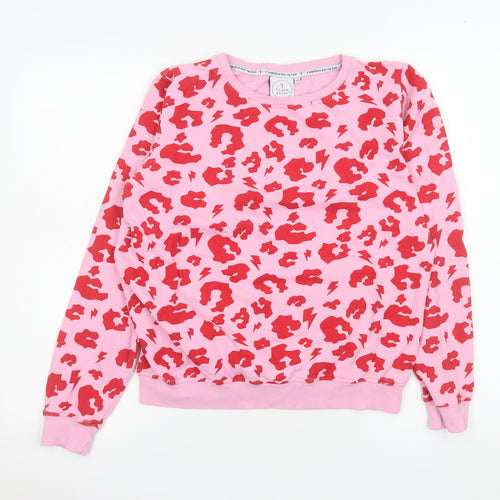 Scamp & Dude Womens Pink Red Leopard Print XS Cotton Sweatshirt