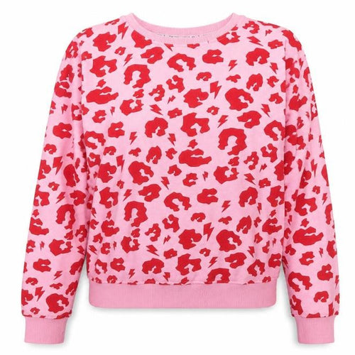 Scamp & Dude Womens Pink Red Leopard Print XS Cotton Sweatshirt