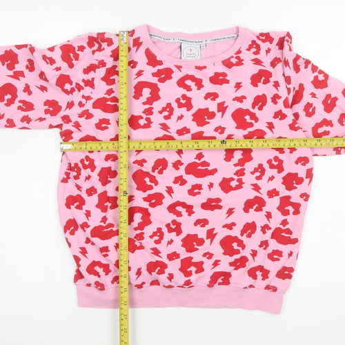 Scamp & Dude Womens Pink Red Leopard Print XS Cotton Sweatshirt