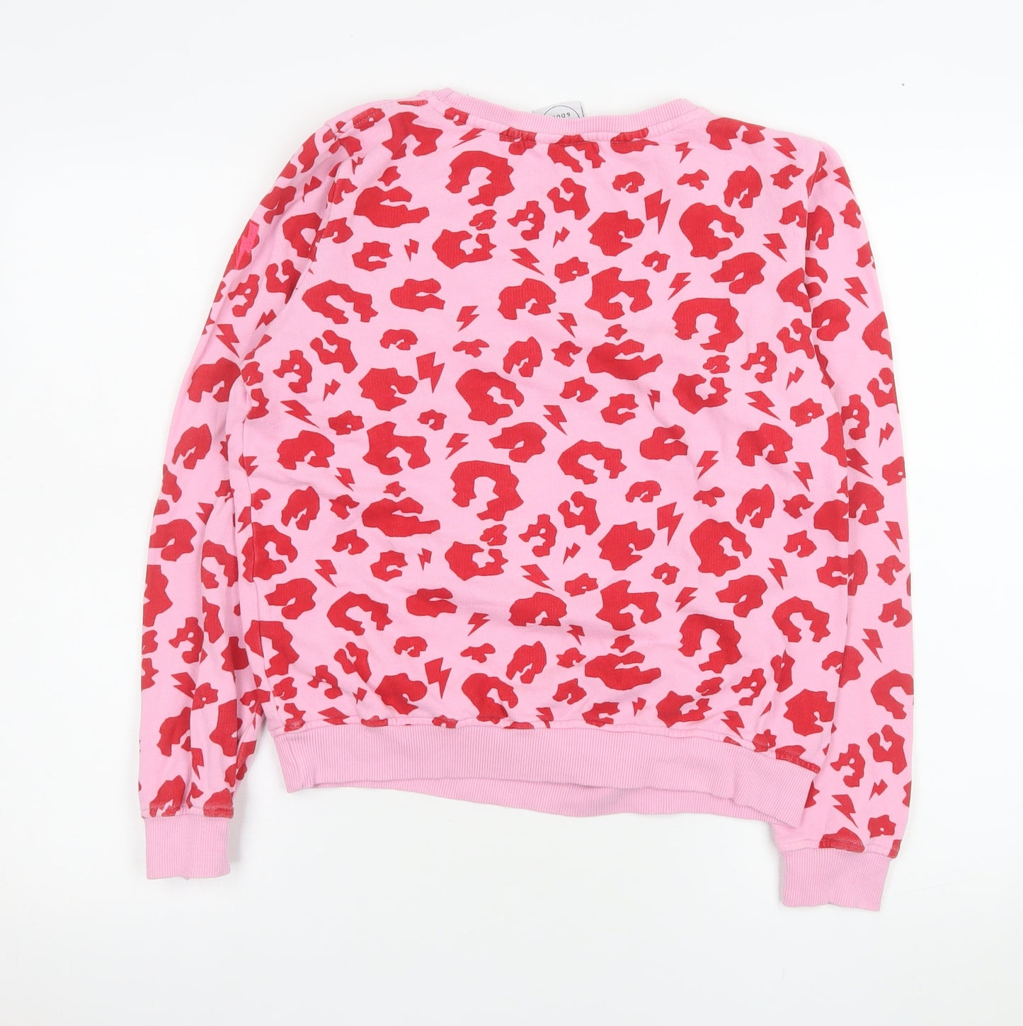 Scamp & Dude Womens Pink Red Leopard Print XS Cotton Sweatshirt