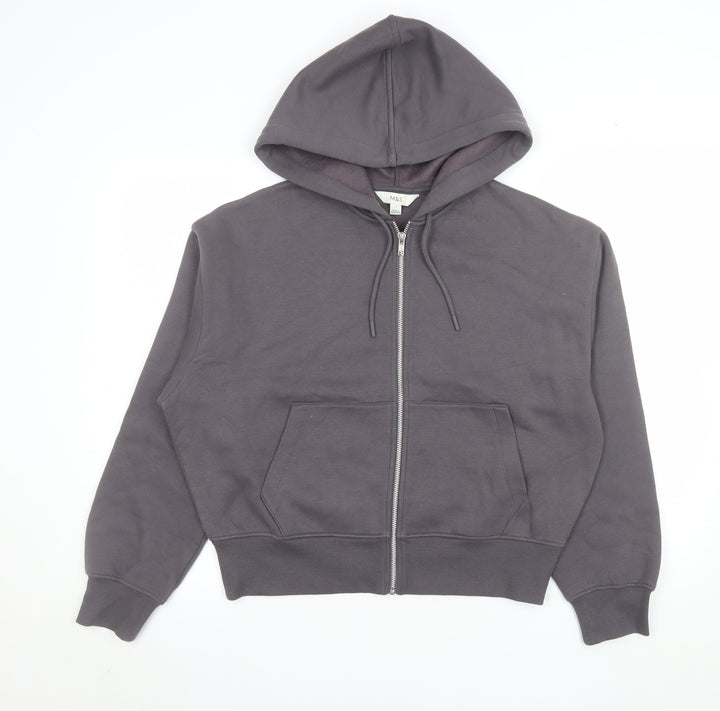 Marks and Spencer Women Grey Small Hoodie Zip Jacket