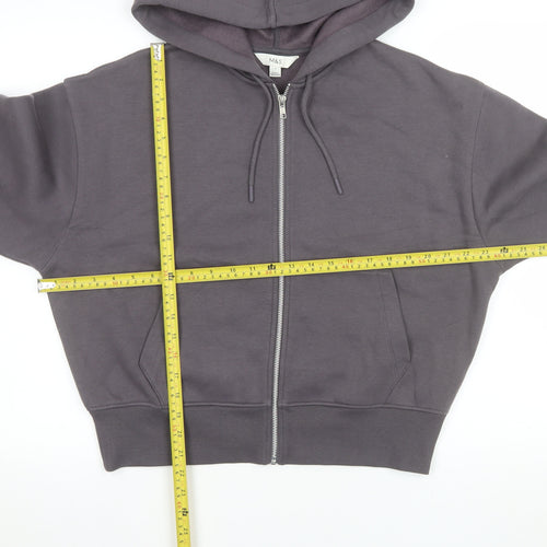 Marks and Spencer Women Grey Small Hoodie Zip Jacket