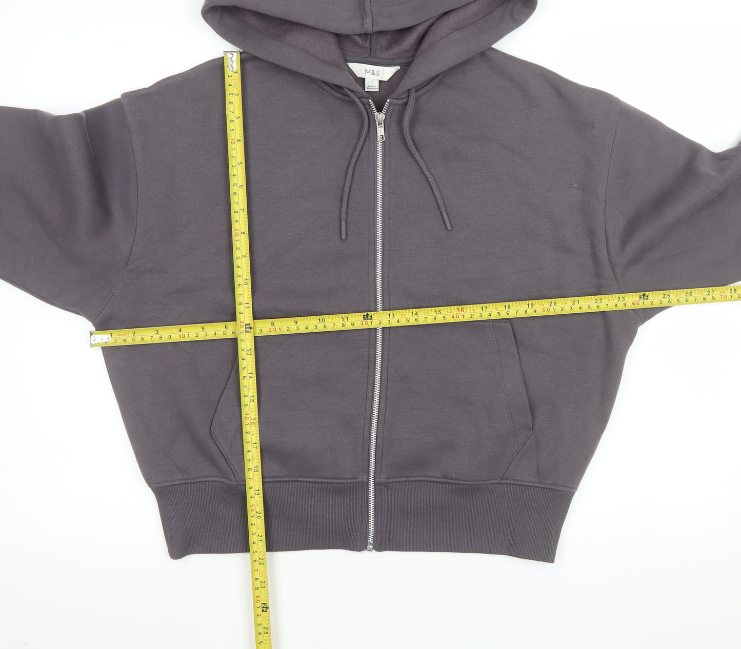Marks and Spencer Women Grey Small Hoodie Zip Jacket