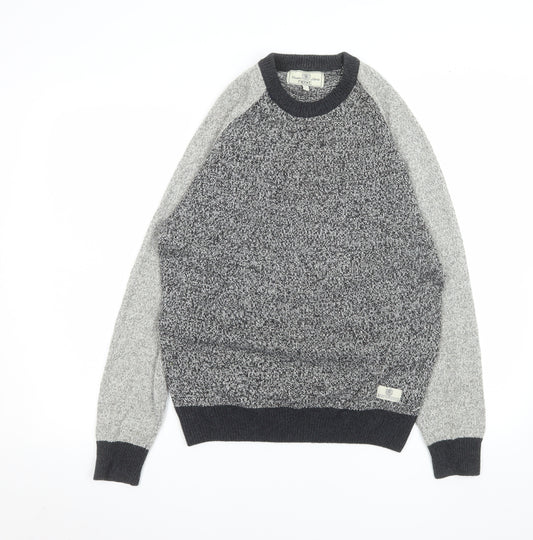 Next Men's Grey Chunky Knit Crew Neck Pullover Jumper Size M