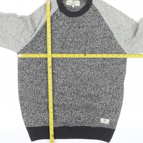 Next Men's Grey Chunky Knit Crew Neck Pullover Jumper Size M