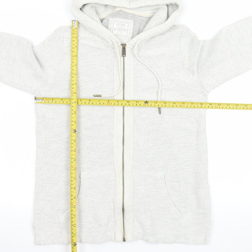 Fat Face Women Ivory Cotton Knit Hooded Zip Jacket Size 12