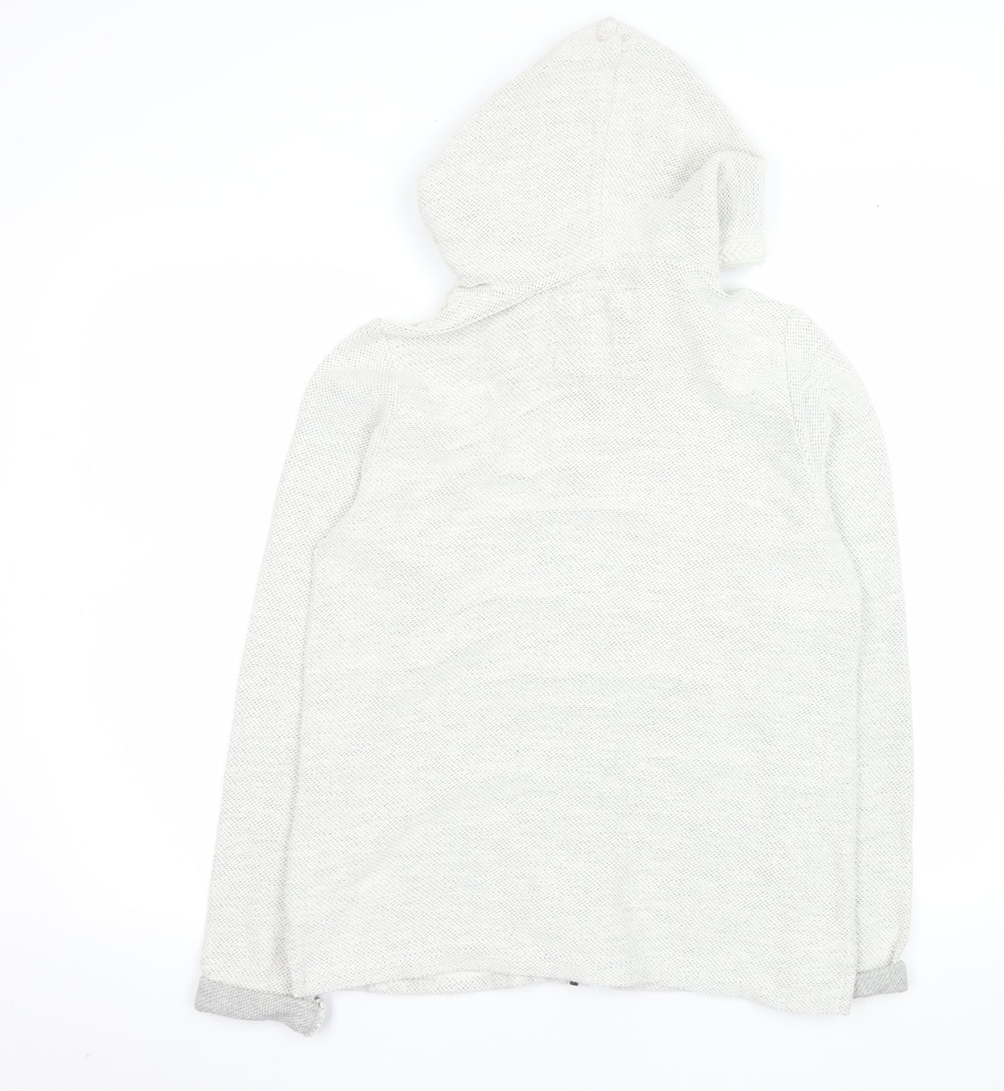Fat Face Women Ivory Cotton Knit Hooded Zip Jacket Size 12