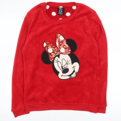 Disney Womens Red Fleece Minnie Mouse Pyjama Top Size 10-12