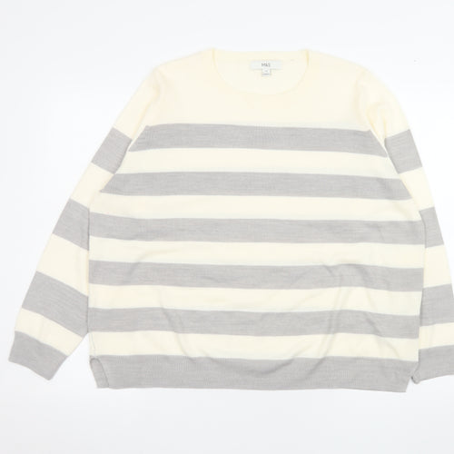 Marks and Spencer Women’s Grey Mix Size 18 Striped Acrylic Jumper