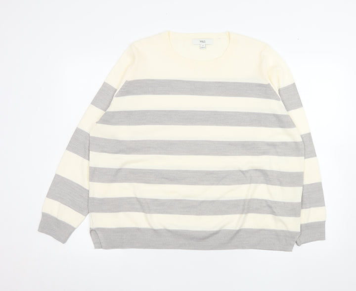 Marks and Spencer Women’s Grey Mix Size 18 Striped Acrylic Jumper