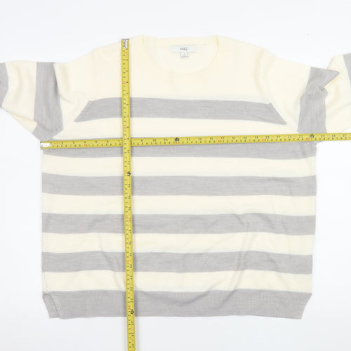 Marks and Spencer Women’s Grey Mix Size 18 Striped Acrylic Jumper