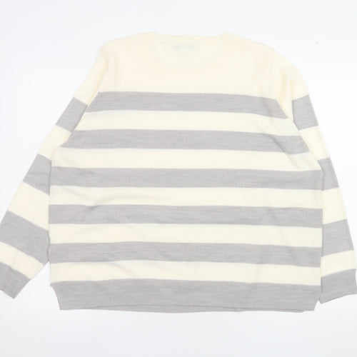 Marks and Spencer Women’s Grey Mix Size 18 Striped Acrylic Jumper