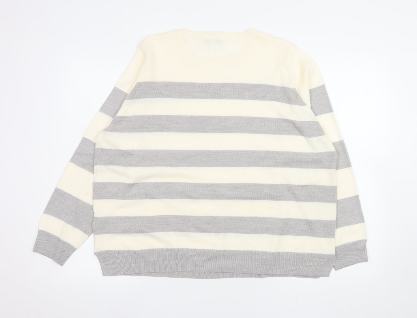 Marks and Spencer Women’s Grey Mix Size 18 Striped Acrylic Jumper