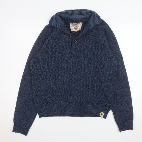 Tokyo Laundry Men's Blue Chunky Knit Henley Jumper Size M