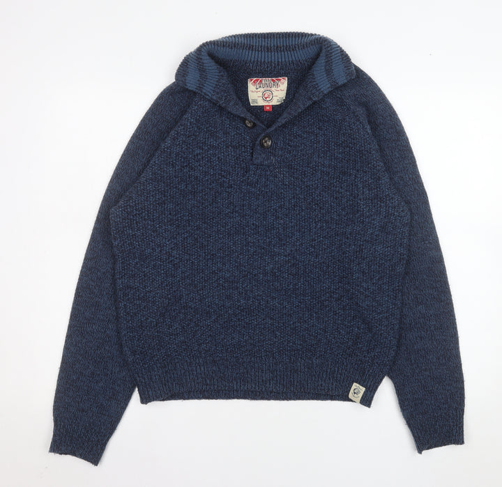 Tokyo Laundry Men's Blue Chunky Knit Henley Jumper Size M