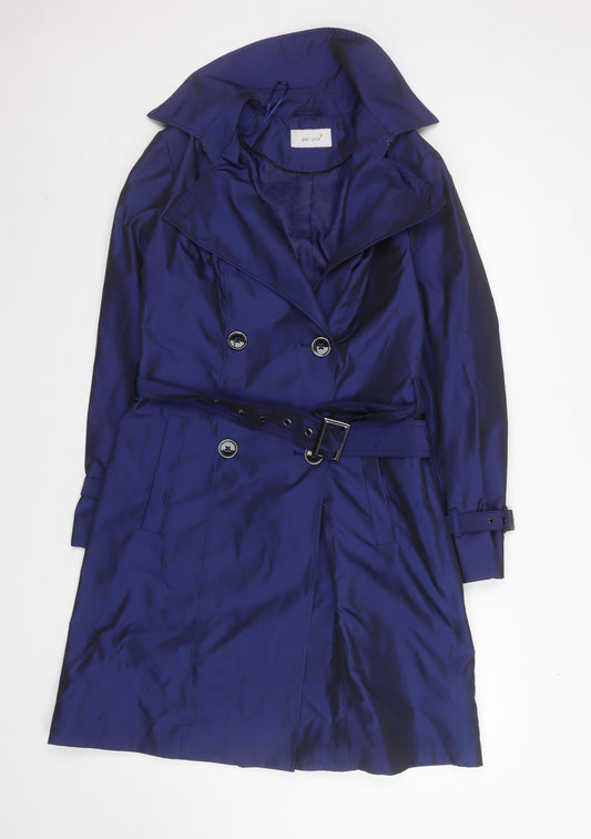 Marks and Spencer Women’s Blue Trench Coat UK 12 Belted Mid-Length Classic Style