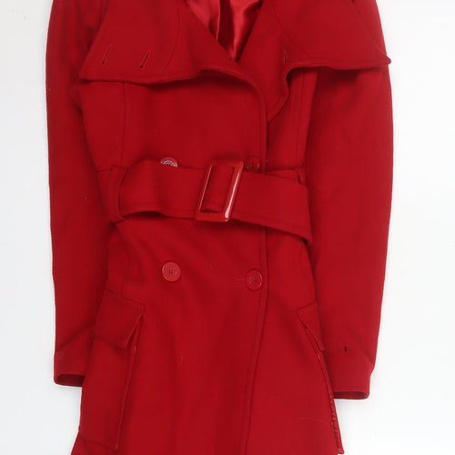 Tammy Teens Red Wool Blend Belted Trench Coat Size 12