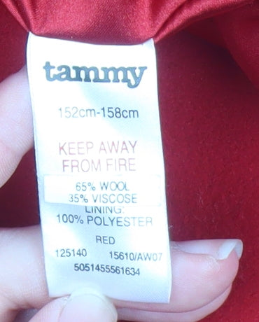 Tammy Teens Red Wool Blend Belted Trench Coat Size 12