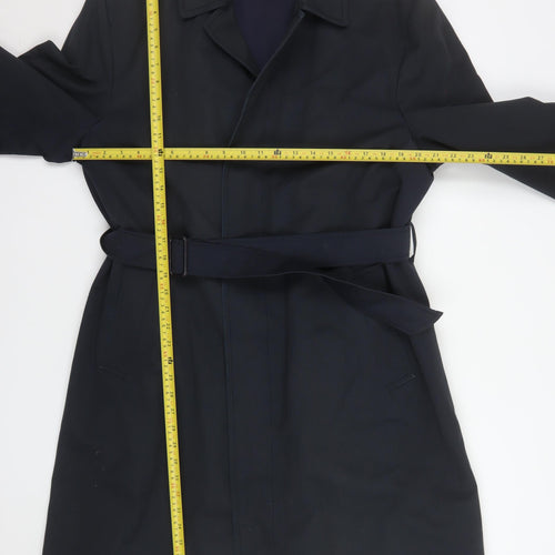 C&A Canda Men's Black 44in Trench Coat Belted Mid-Length Classic Workwear