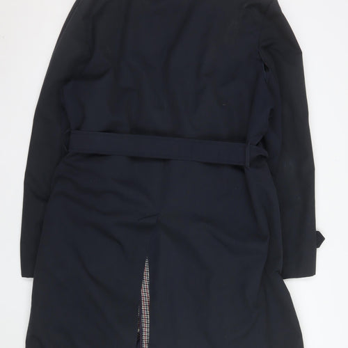 C&A Canda Men's Black 44in Trench Coat Belted Mid-Length Classic Workwear