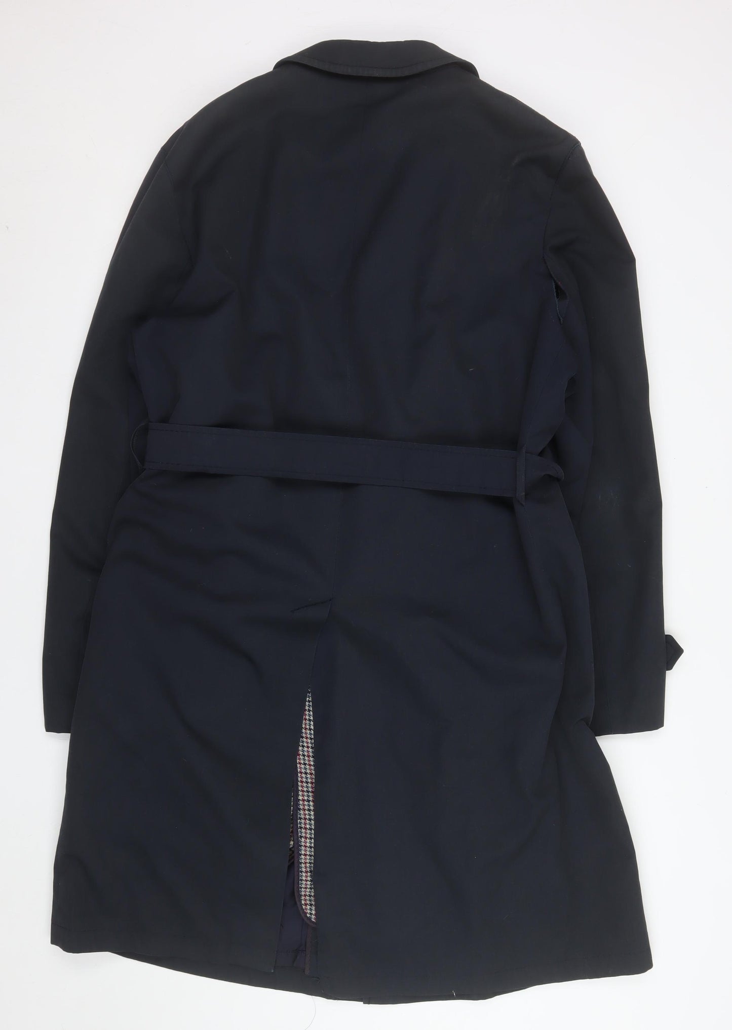 C&A Canda Men's Black 44in Trench Coat Belted Mid-Length Classic Workwear