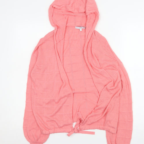 Next Womens Pink Hooded Lightweight Cardigan Size S Viscose Knit